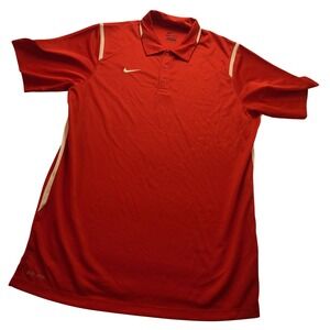 Nike Dri-FIT Men's Red Short Sleeve Performance Golf Polo Shirt Large Casual